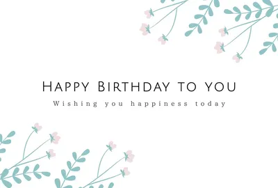 やさしい雰囲気の草花の誕生日カード, message card, message card template