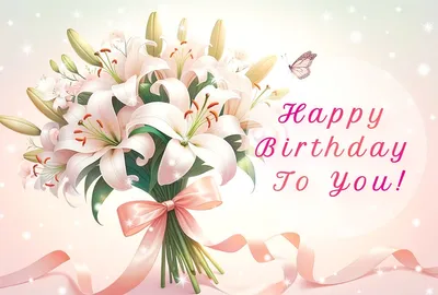 ユリのブーケの誕生日カード, thẻ tin nhắn, thẻ tin nhắn mẫu