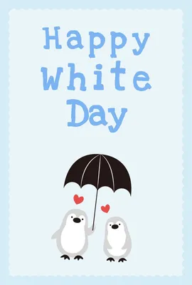 ペンギンカップルのホワイトデーカード, メッセージカード, メッセージカードテンプレート