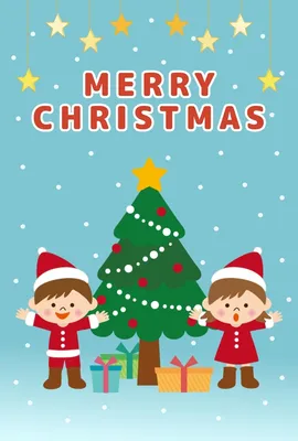可愛いキッズのクリスマスカード, message card, message card template