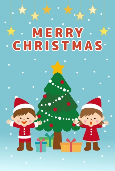 可愛いキッズのクリスマスカード, メッセージカード, メッセージカードテンプレート