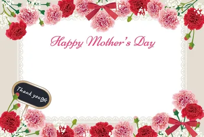 母の日メッセージカード　ベージュ枠横, メッセージカード, メッセージカードテンプレート