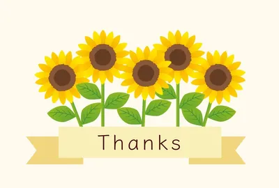 ひまわりのサンクスカード, message card, message card template