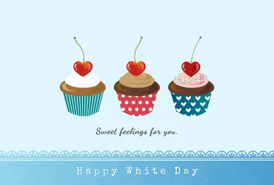 ホワイトデーカード　カップケーキ, 메시지 카드, 메시지 카드 템플릿