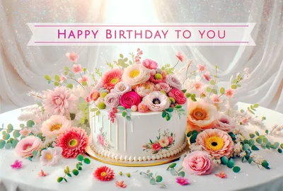 フラワーデコレーションの誕生日カード, メッセージカード, メッセージカードテンプレート