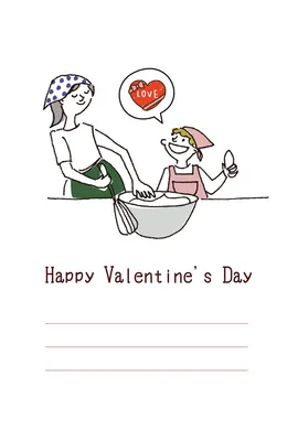 ほっこり手描き風 バレンタインカード, メッセージカード, メッセージカードテンプレート