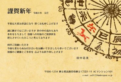 午年の年賀状じまい　十二支部分図