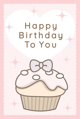 ガーリーなカップケーキの誕生日カード, 留言卡, 留言卡 模板