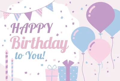 バースデーカード_ゆめかわ（横02）, 誕生日カード, 誕生日カードテンプレート