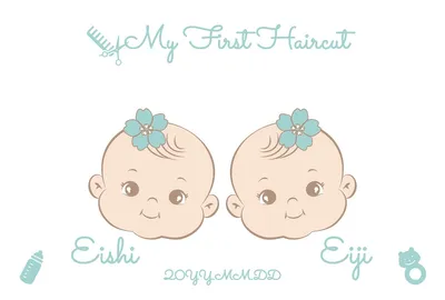 ファーストカット記念（双子）, 留言卡, 留言卡 模板