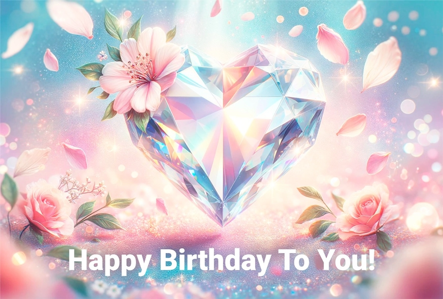 花とハートの宝石の誕生日カード, 誕生日, バースデー, カード, 誕生日カードテンプレート