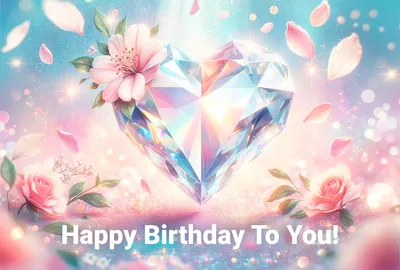 花とハートの宝石の誕生日カード, 誕生日カード, 誕生日カードテンプレート