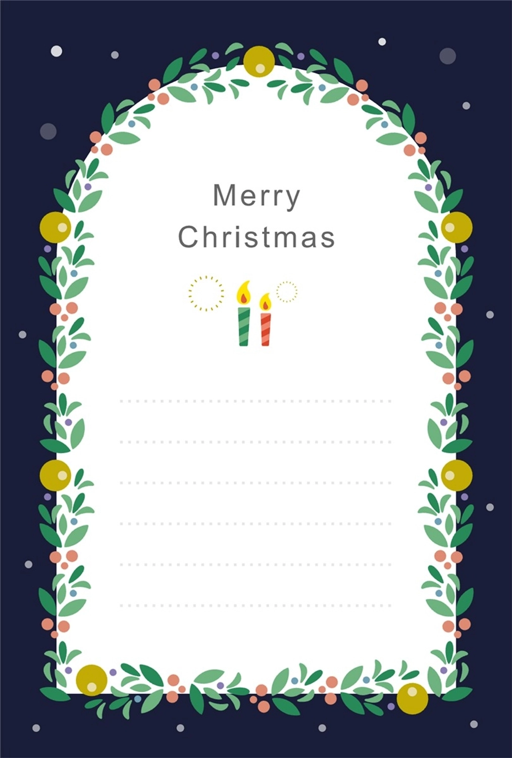 【クリスマスカード】リース枠とろうそく, クリスマス, メッセージカード, 入力欄, メッセージカードテンプレート