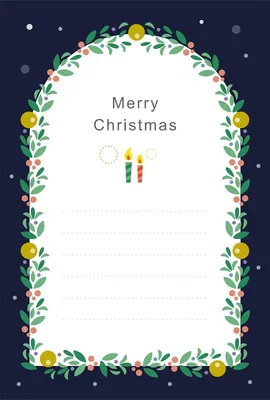 【クリスマスカード】リース枠とろうそく, メッセージカード, メッセージカードテンプレート