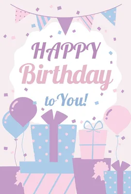 バースデーカード_ゆめかわ（縦02）, 誕生日カード, 誕生日カードテンプレート