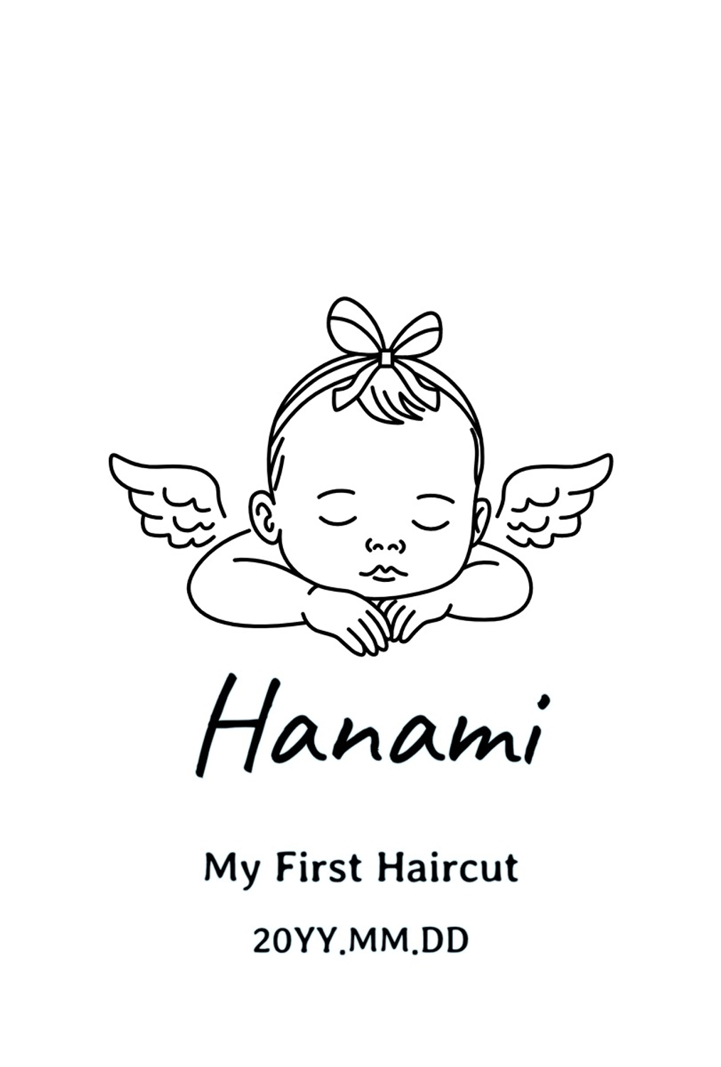 赤ちゃん天使ファーストカット記念, 赤ちゃん, ファーストカット, ベビーギフト, メッセージカードテンプレート