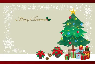 クリスマスカード　ツリーとプレゼント横, 留言卡, 留言卡 模板