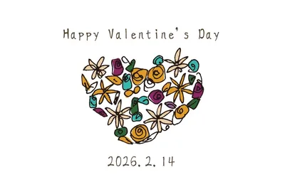 ボタニカルアート風 バレンタインカード, メッセージカード, メッセージカードテンプレート