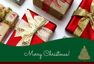 クリスマスカード（プレゼントとリボン）, message card, message card template