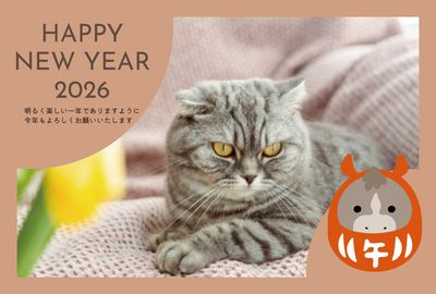 干支キャラのシンプル年賀状2026