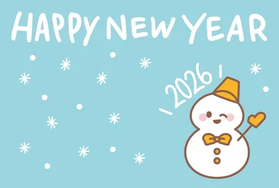雪だるまと2026の年賀状, 새해 카드, 새해 카드 템플릿