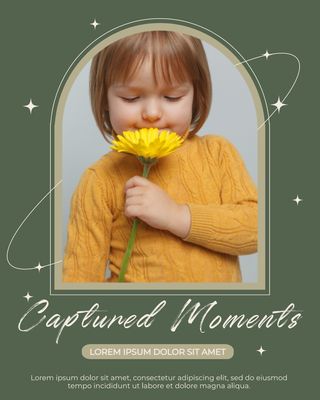 花を嗅ぐ女の子と星の装飾のInstagram投稿