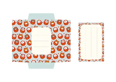だるま総柄のポップポチ袋テンプレートデザイン
, Letter, Letter template