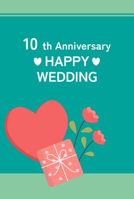 緑背景に白抜き文字のかわいい結婚記念日カード