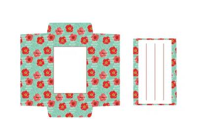 花総柄ポップポチ袋テンプレートデザイン
, Letter, Letter template