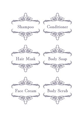 装飾付きバス用品ラベル