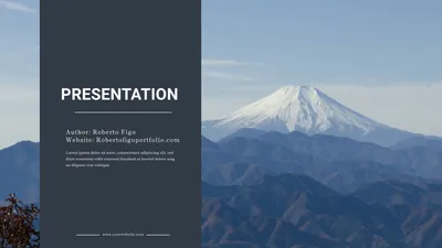 紺色ラインが入ったシンプルなポートフォリオ向けテンプレ, scenery, Fuji Mountain, dark blue, presentation template