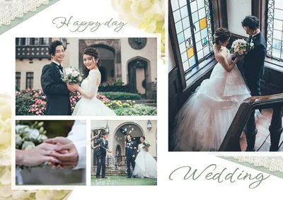 ナチュラルウェディング写真コラージュアルバム
, 写真のコラージュ, 写真のコラージュテンプレート