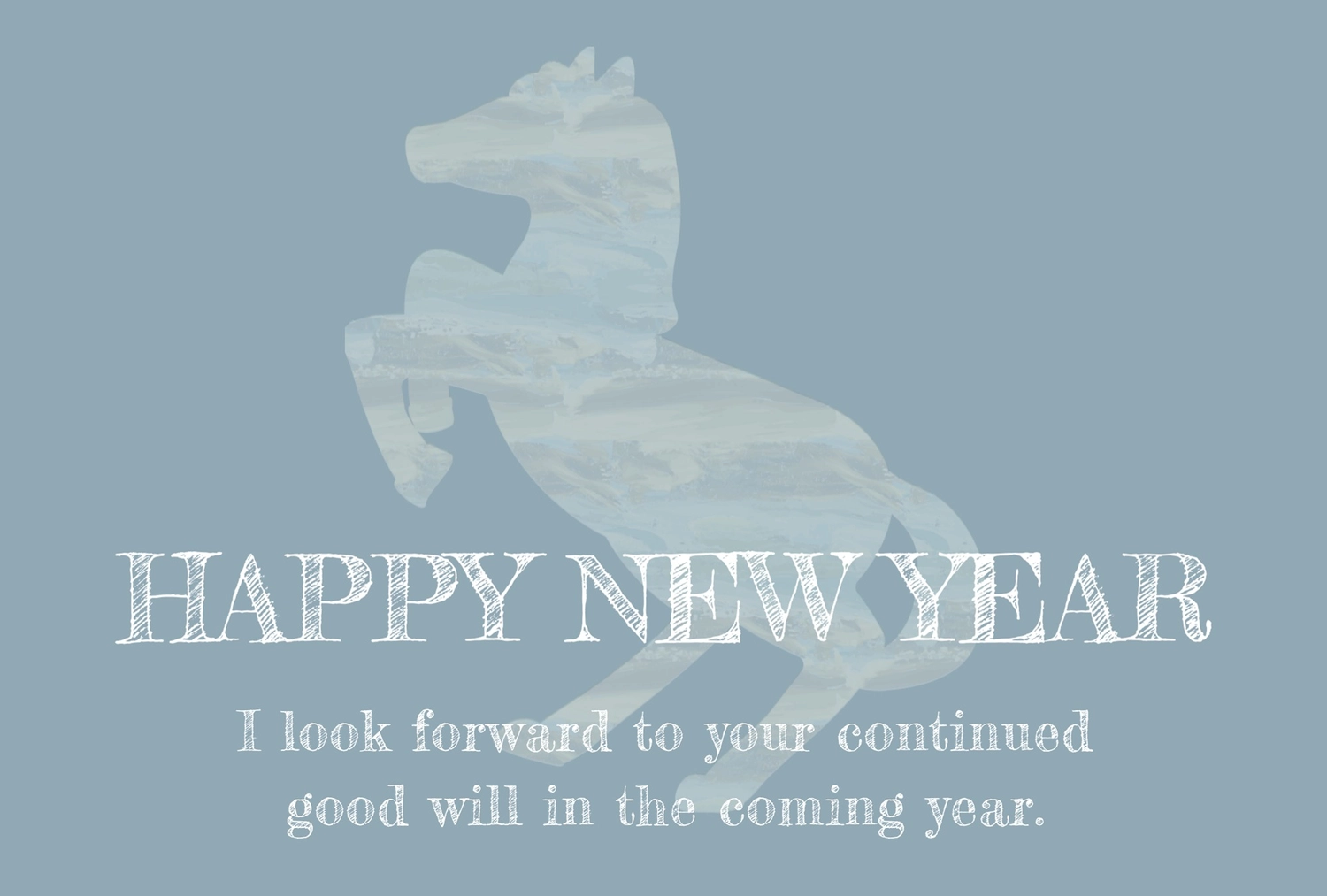 おしゃれな青い馬の年賀状, happy, new, year, 年賀状テンプレート