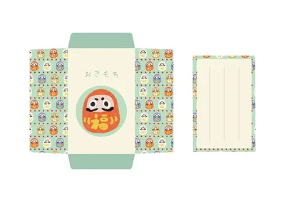 だるま柄ポップポチ袋テンプレートデザイン
, Letter, Letter template