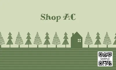 街路樹デザインの緑色の横長ショップカード, 販促ツール, 販促ツールテンプレート