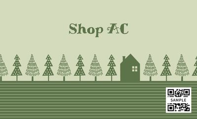 街路樹デザインの緑色の横長ショップカード