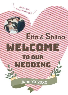 ハートモチーフのガーリーな結婚式ウェルカムボード, Poster, Poster template