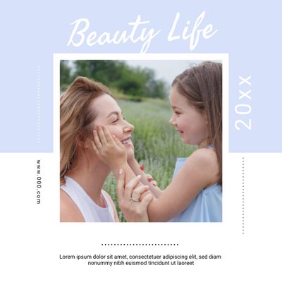 母娘のふれあい写真と手書き風ロゴのnstagram投稿