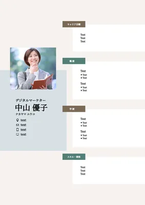 淡色ブロックレイアウトの職務経歴書
, A4文書, A4文書テンプレート