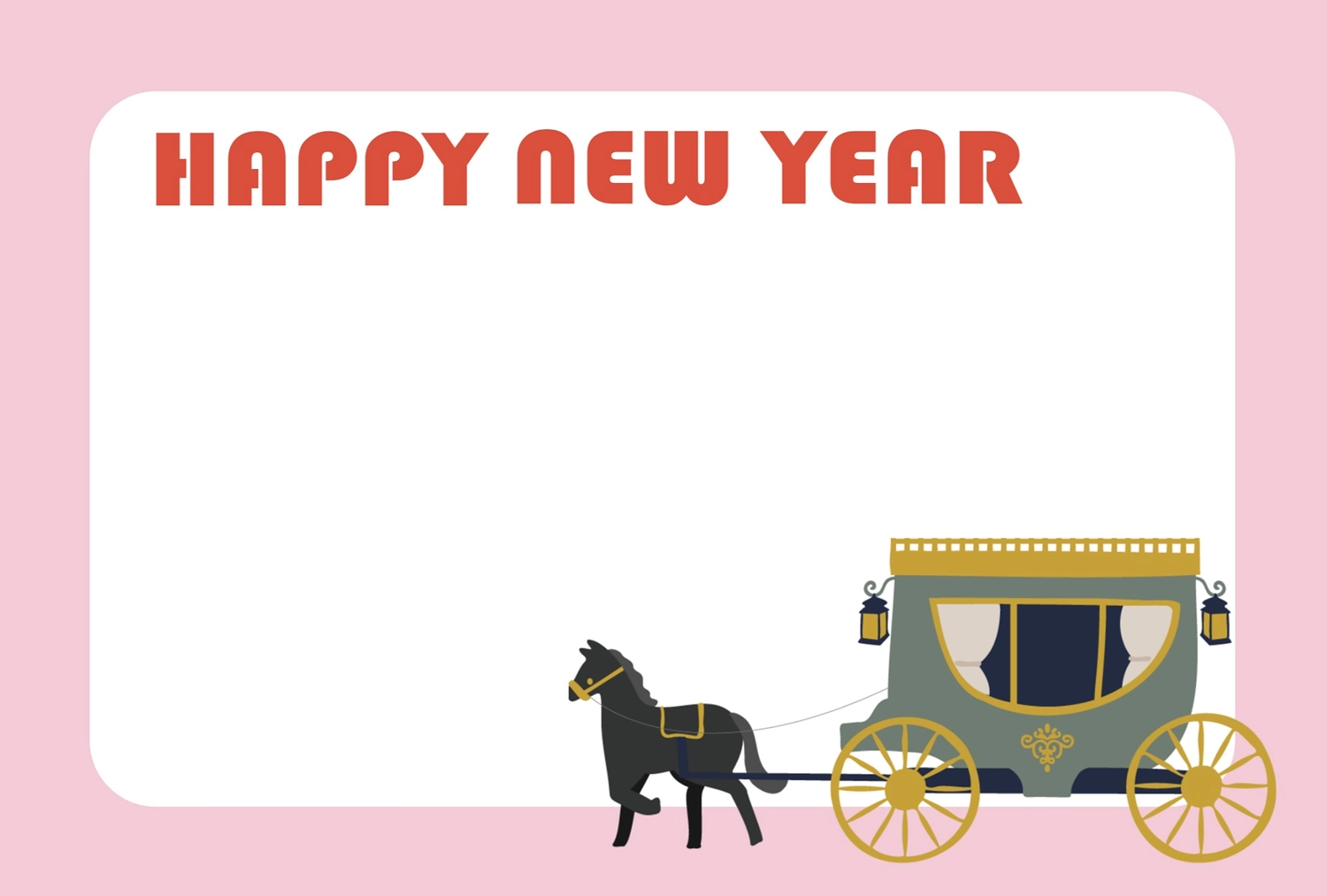 シンプルな馬車の年賀状, happy, new, year, 年賀状テンプレート