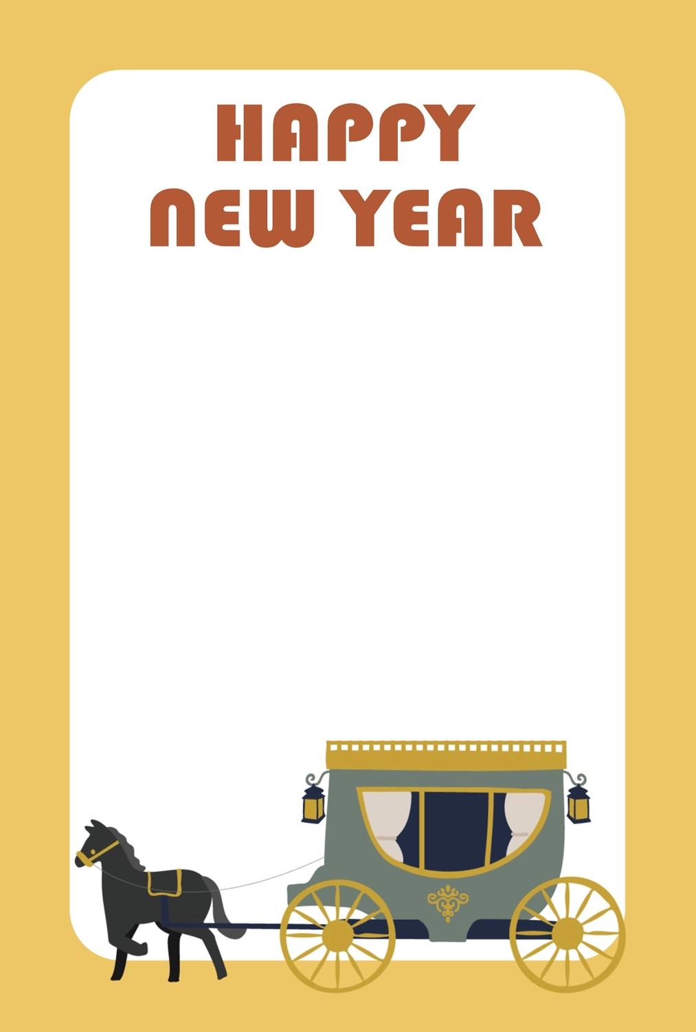 シンプルな馬車の年賀状, happy, new, year, 年賀状テンプレート