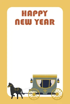 シンプルな馬車の年賀状, New Year Card, New Year Card template