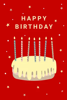 赤背景のバースデーケーキカード, 誕生日カード, 誕生日カードテンプレート
