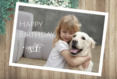 犬と女の子のナチュラルな横型誕生日カード
, 誕生日カード, 誕生日カードテンプレート