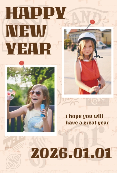 オレンジ色の写真フレーム年賀状, 年賀状, 年賀状テンプレート