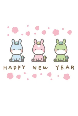 シンプルな三頭の馬年賀状, New Year Card, New Year Card template