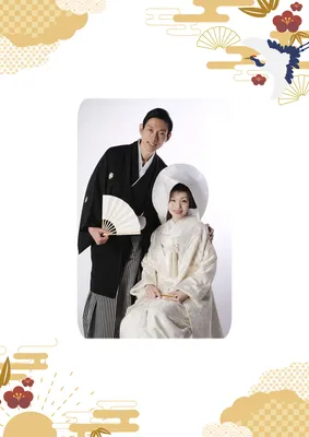 和風余白レイアウトの結婚式フォトデザイン, 照片拼貼, 照片拼貼 模板