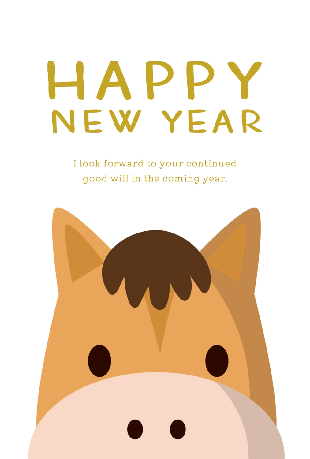 馬の顔アップ年賀状, happy, new, year, 年賀状テンプレート