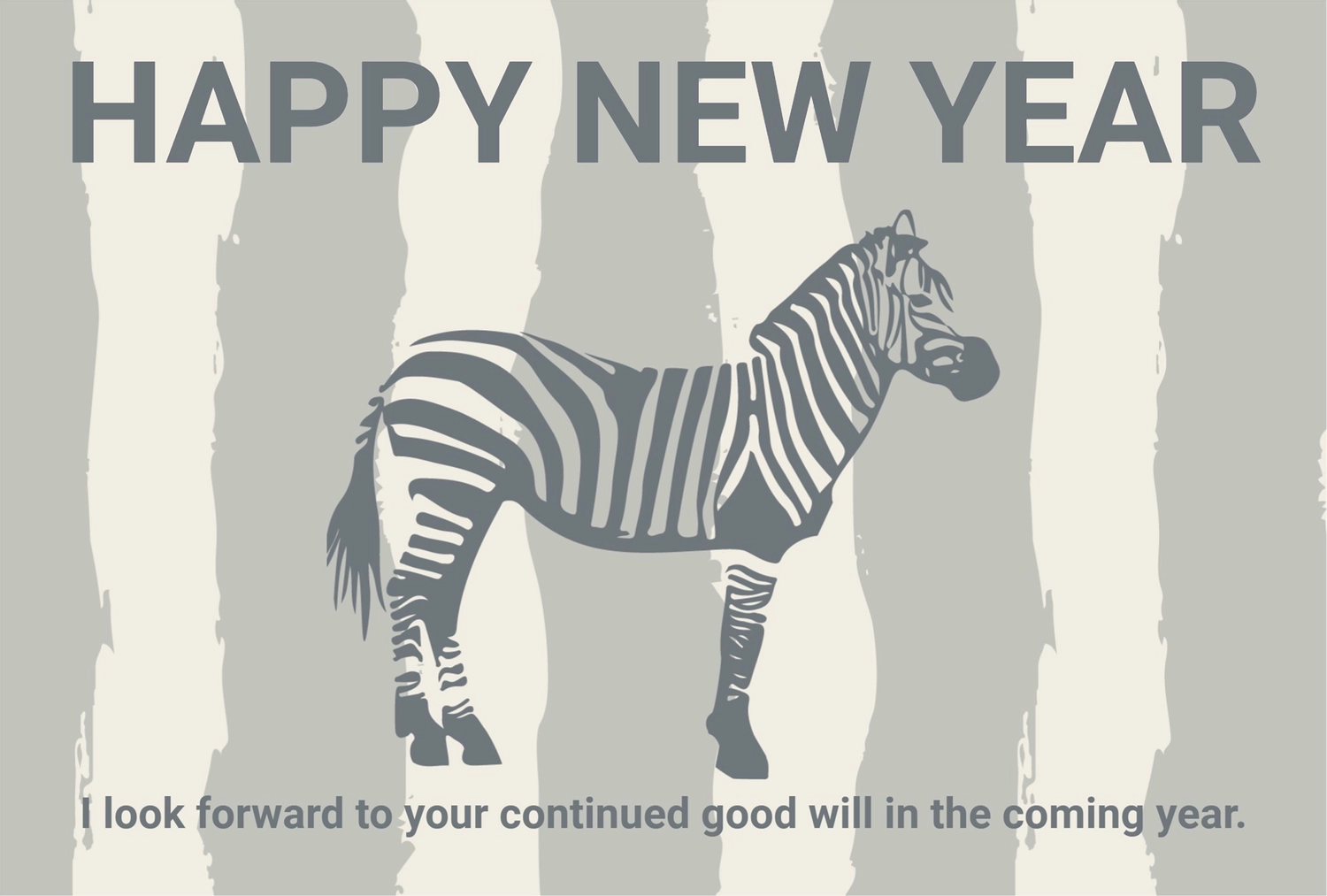 おしゃれなシマウマ柄の年賀状, happy, new, year, 年賀状テンプレート