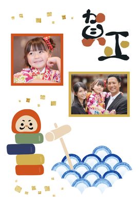 だるまと和柄写真フレーム